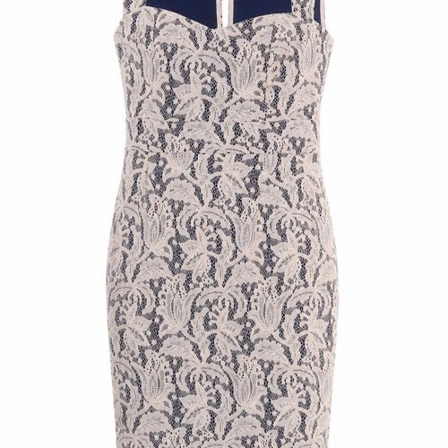 NEXT Womens Multicoloured Polyester Pencil Dress Size 10 Sweetheart Zip - Lace Overlay