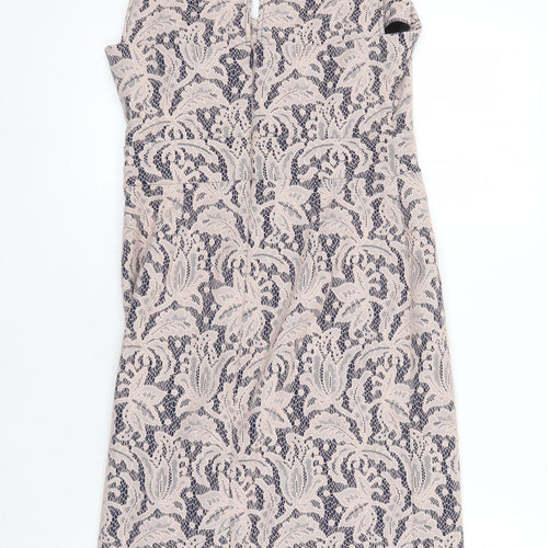 NEXT Womens Multicoloured Polyester Pencil Dress Size 10 Sweetheart Zip - Lace Overlay