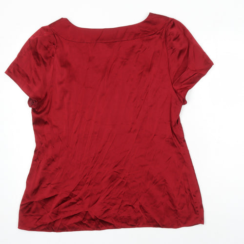 NEXT Womens Red Silk Tunic Blouse Size 20 V-Neck