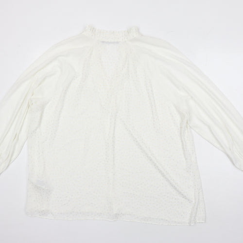 M&S Collection Womens Ivory Geometric Polyester Tunic Blouse Size 22 V-Neck