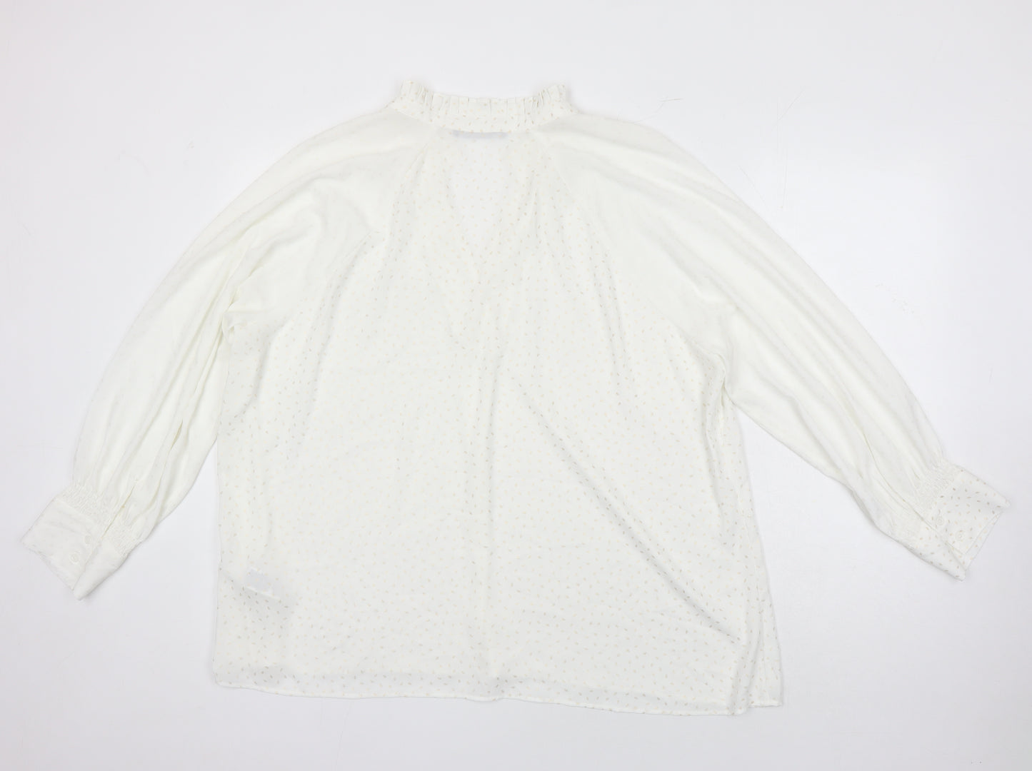 M&S Collection Womens Ivory Geometric Polyester Tunic Blouse Size 22 V-Neck