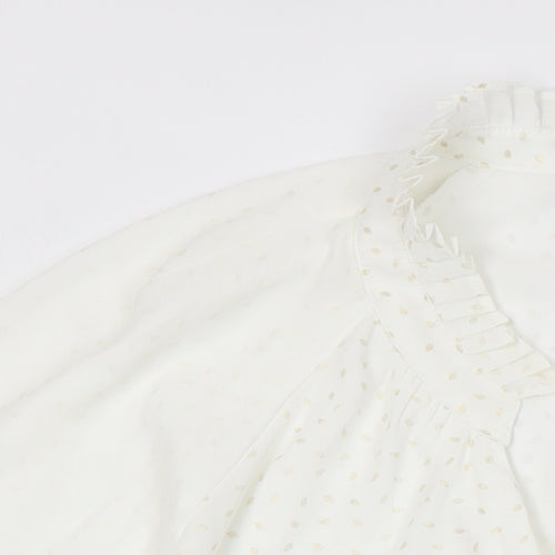 M&S Collection Womens Ivory Geometric Polyester Tunic Blouse Size 22 V-Neck