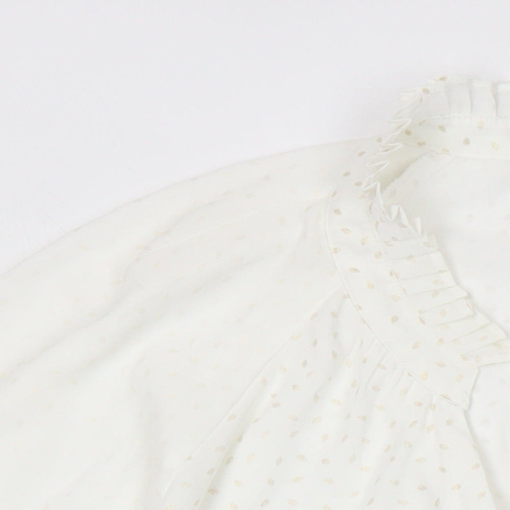 M&S Collection Womens Ivory Geometric Polyester Tunic Blouse Size 22 V-Neck
