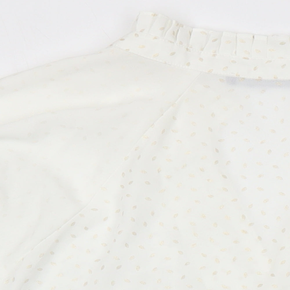M&S Collection Womens Ivory Geometric Polyester Tunic Blouse Size 22 V-Neck