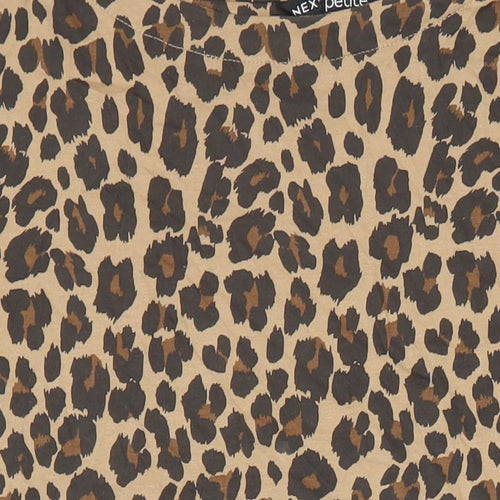 NEXT Womens Ivory Animal Print 100% Cotton Tunic T-Shirt Size 6 Boat Neck