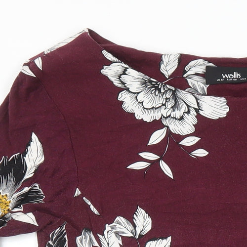 Wallis Womens Multicoloured Floral Viscose A-Line Size 12 Boat Neck