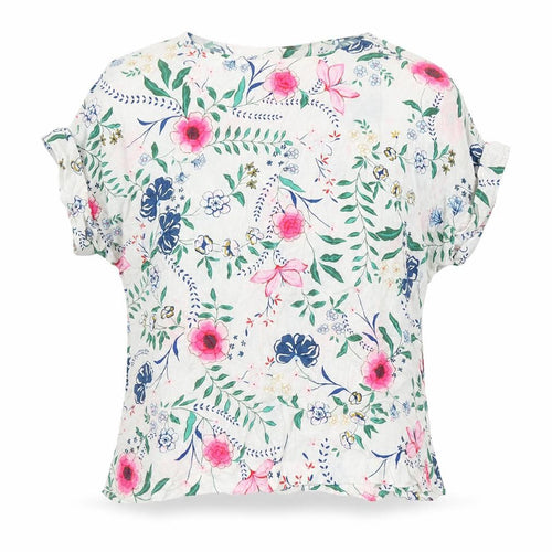 M&S Womens Multicoloured Floral Trivinyl Tunic Blouse Size 12 Boat Neck