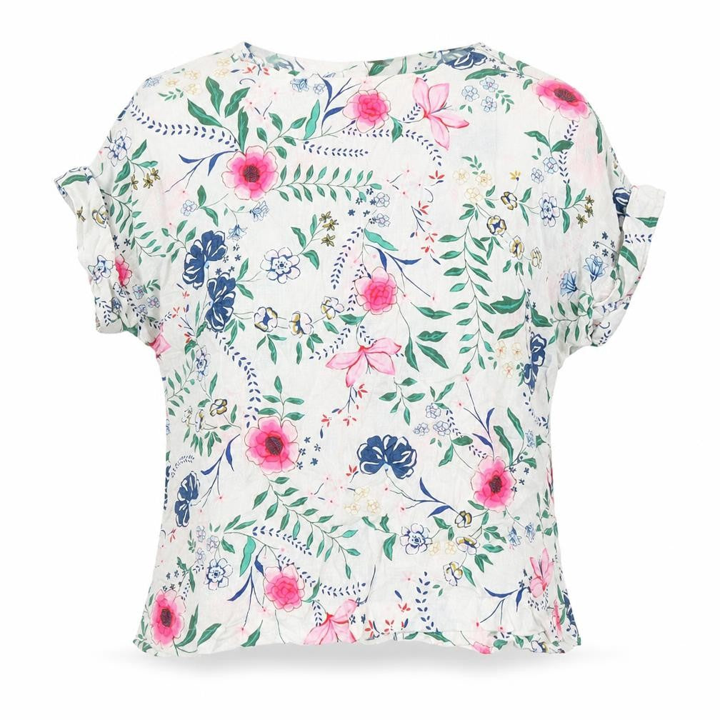M&S Womens Multicoloured Floral Trivinyl Tunic Blouse Size 12 Boat Neck