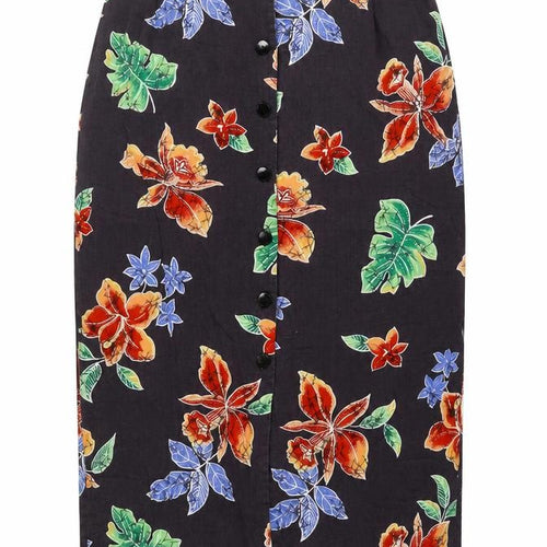 C&A Womens Multicoloured Floral Cotton A-Line Skirt Size 18