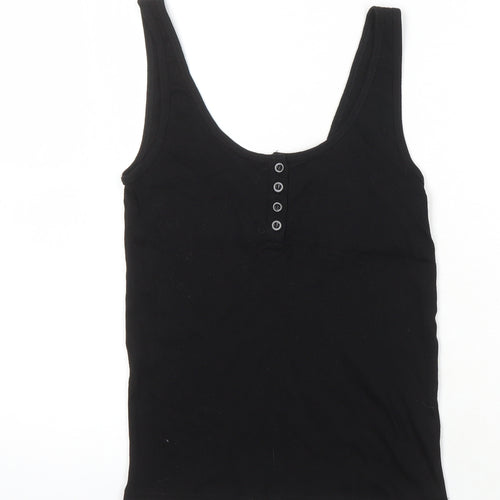 H&M Womens Black Cotton Basic T-Shirt Size M Scoop Neck