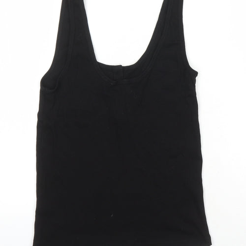 H&M Womens Black Cotton Basic T-Shirt Size M Scoop Neck