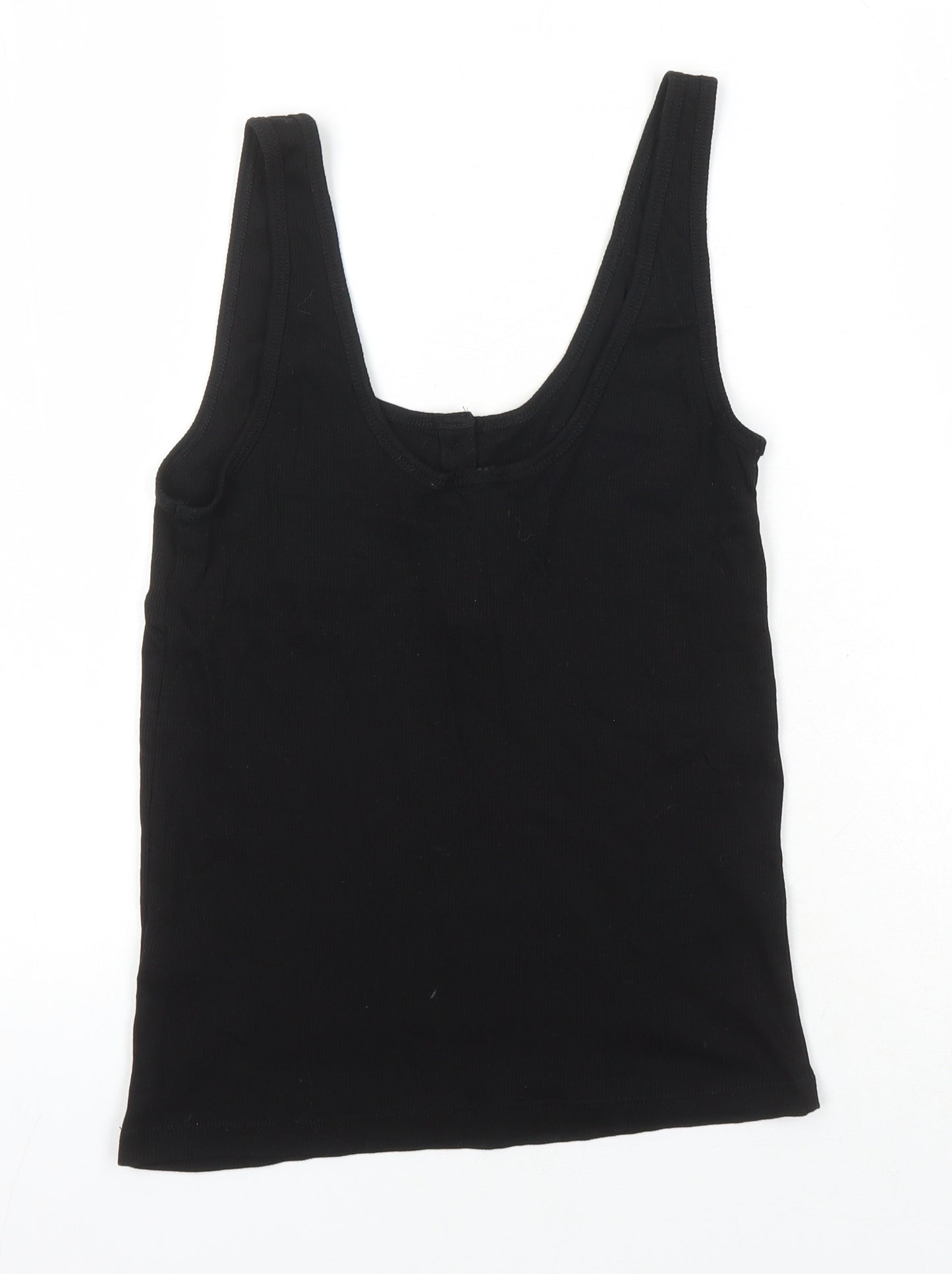 H&M Womens Black Cotton Basic T-Shirt Size M Scoop Neck