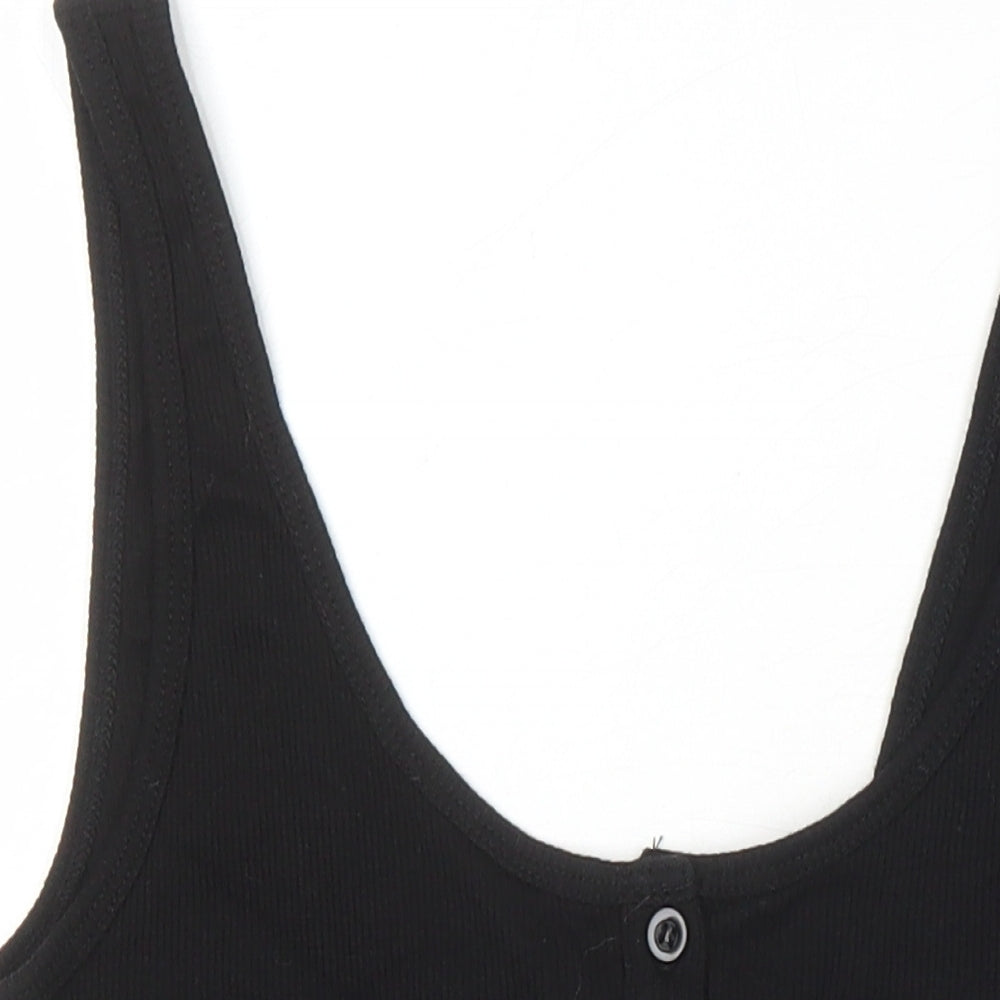 H&M Womens Black Cotton Basic T-Shirt Size M Scoop Neck