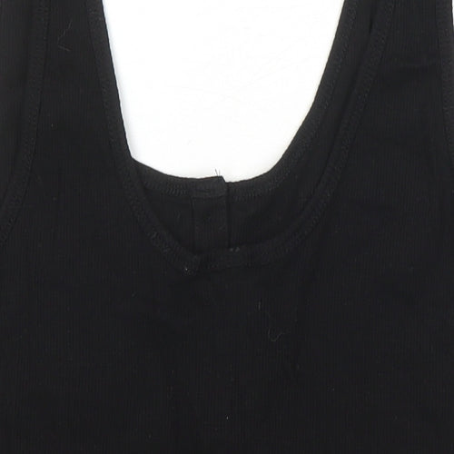 H&M Womens Black Cotton Basic T-Shirt Size M Scoop Neck