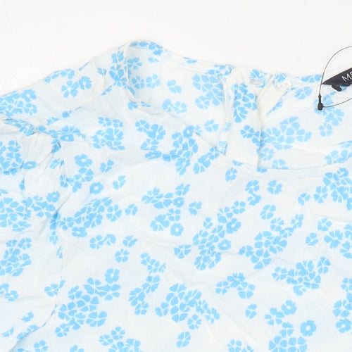 M&S Womens Multicoloured Floral Viscose Tunic Blouse Size 10 Roll Neck