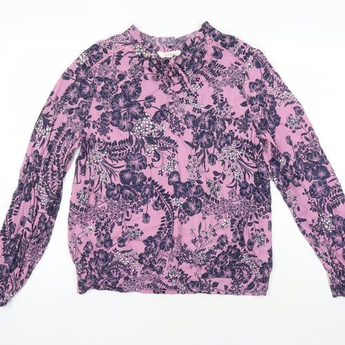 M&S Womens Multicoloured Floral Viscose Tunic Blouse Size 10 Collared