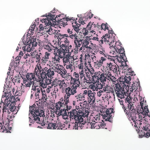 M&S Womens Multicoloured Floral Viscose Tunic Blouse Size 10 Collared
