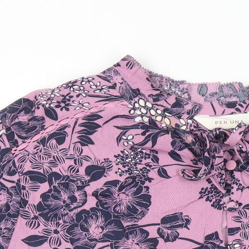 M&S Womens Multicoloured Floral Viscose Tunic Blouse Size 10 Collared