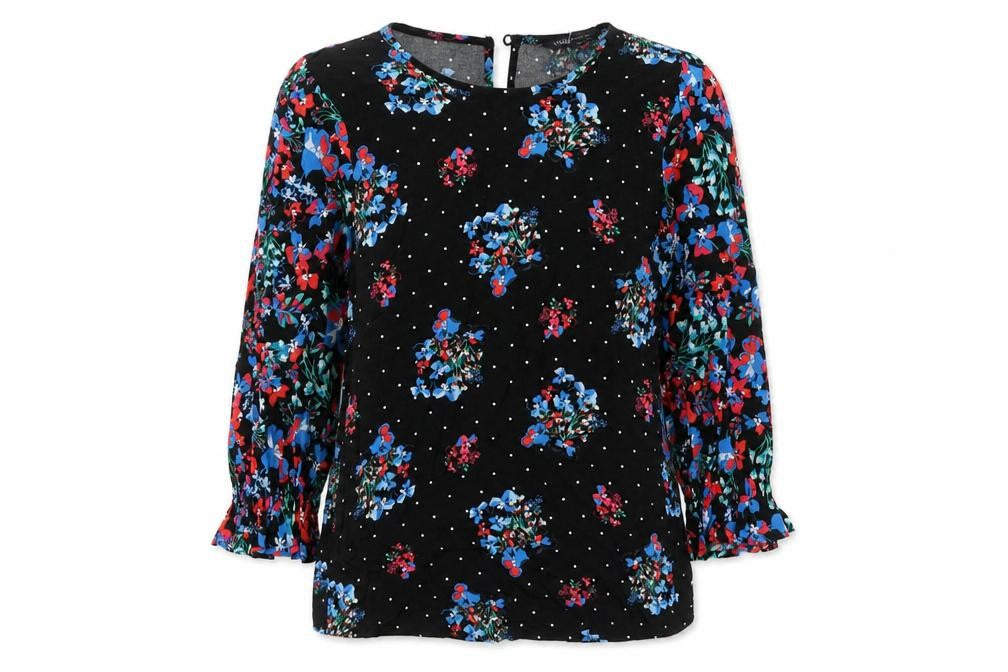 M&S Womens Multicoloured Floral Viscose Tunic Blouse Size 6 Boat Neck