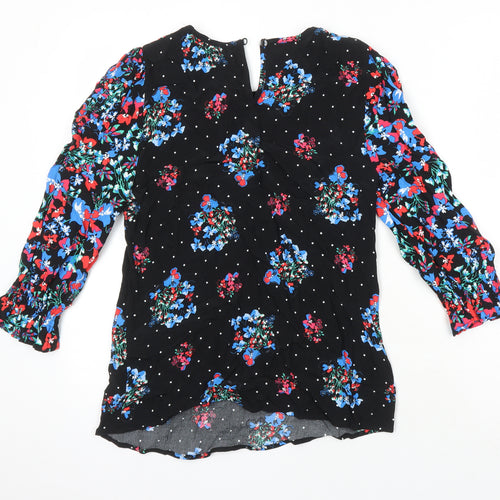 M&S Womens Multicoloured Floral Viscose Tunic Blouse Size 6 Boat Neck