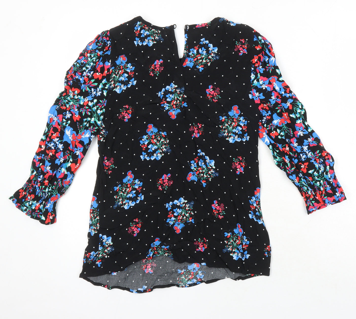 M&S Womens Multicoloured Floral Viscose Tunic Blouse Size 6 Boat Neck