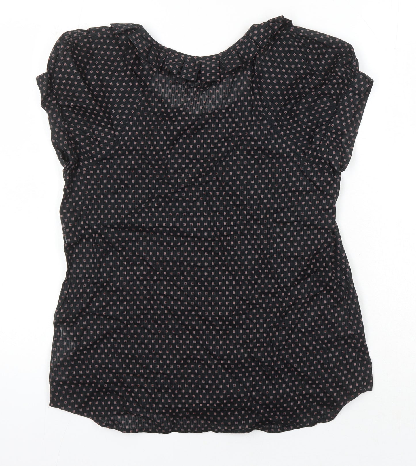 French Connection Womens Black 100% Cotton Tunic Blouse Size 8 Round Neck