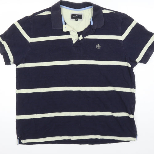 Blue Harbour Mens Multicoloured Striped 100% Cotton Polo Size L Collared