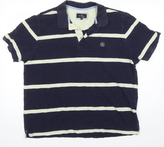 Blue Harbour Mens Multicoloured Striped 100% Cotton Polo Size L Collared