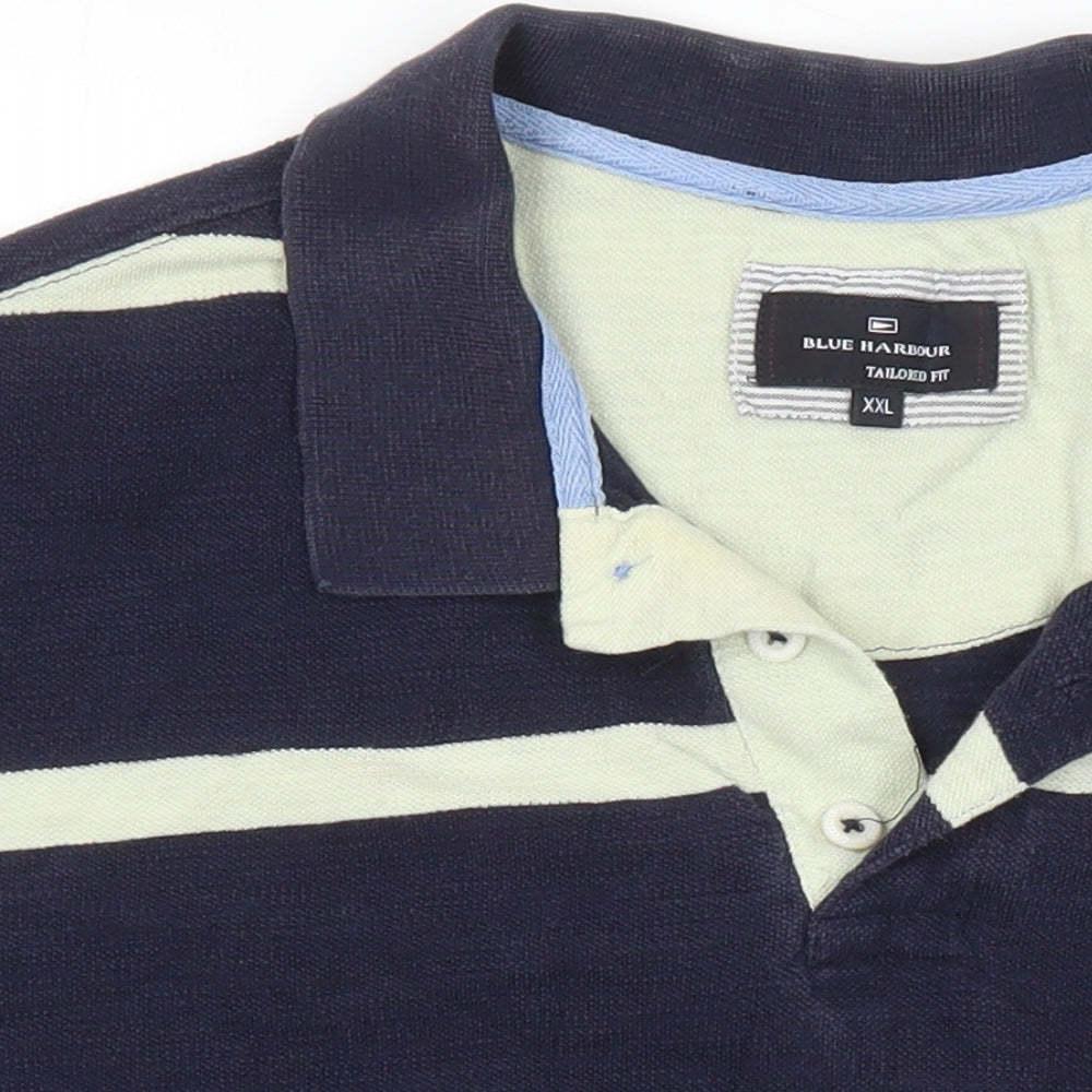 Blue Harbour Mens Multicoloured Striped 100% Cotton Polo Size L Collared