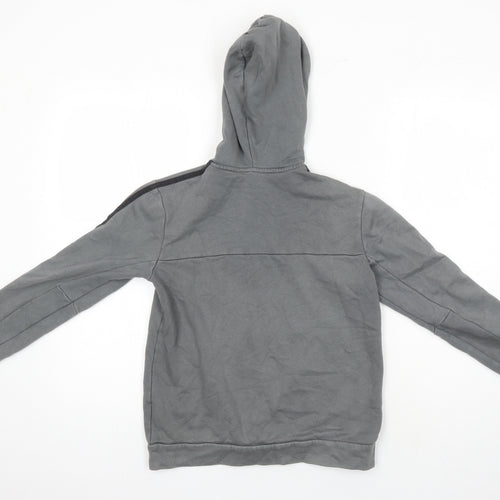 adidas Boys Grey Cotton Full Zip Hoodie Size 11-12 Years