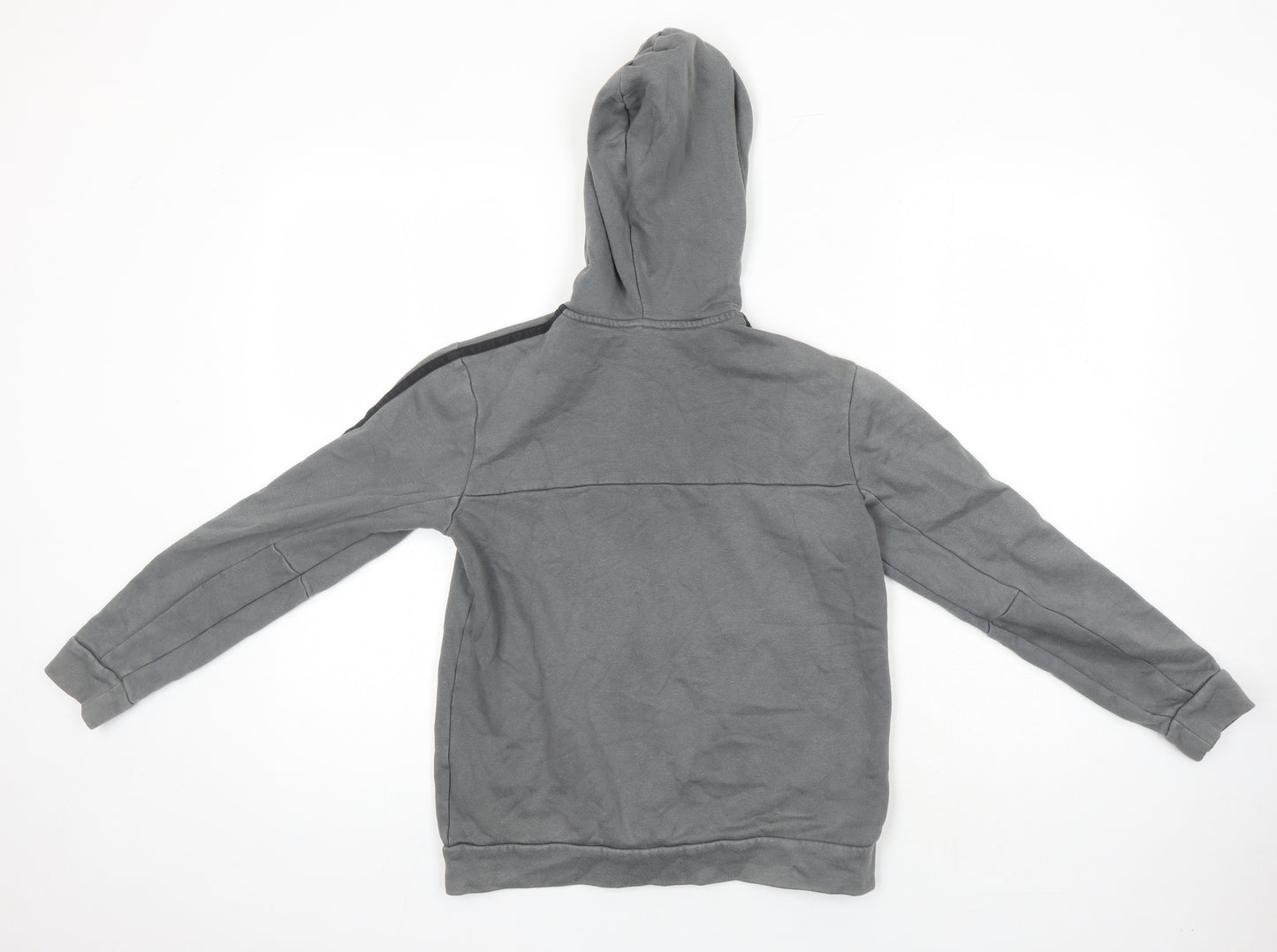 adidas Boys Grey Cotton Full Zip Hoodie Size 11-12 Years