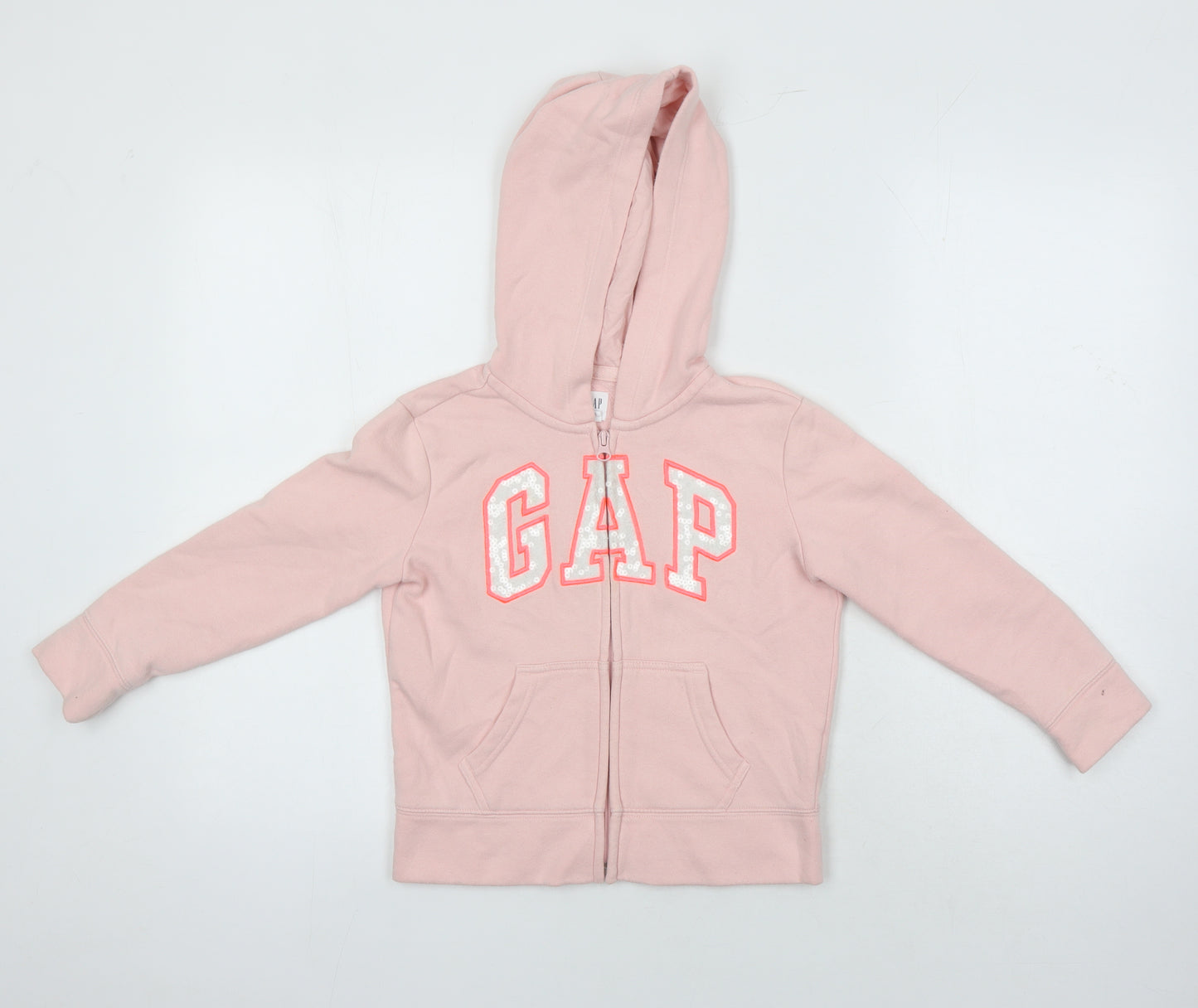 Gap Girls Pink Houndstooth Cotton Full Zip Hoodie Size 6-7 Years