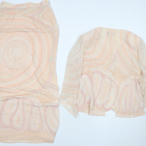 Decisions Womens Beige Geometric Polyester Maxi Skirt Size 10 Button - Matching Set Co-ord