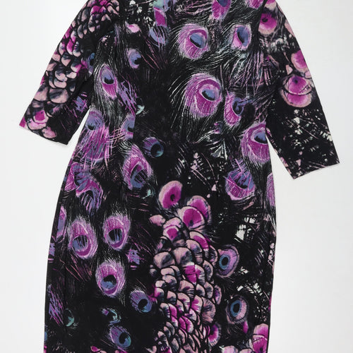 Per Una Womens Multicoloured Floral Viscose A-Line Size 16 V-Neck Pullover
