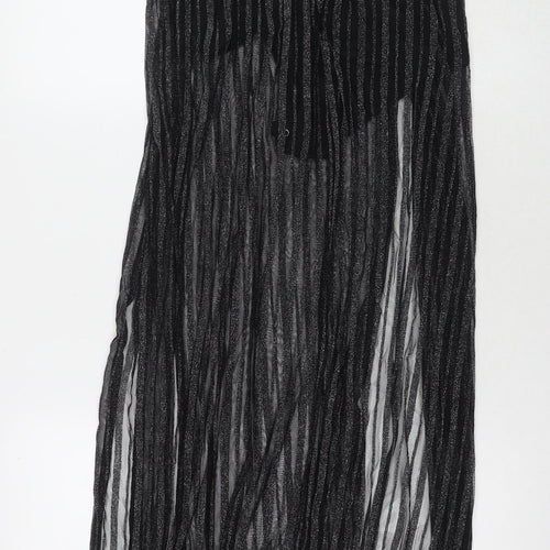 Pink Boutique Womens Black Striped Polyester Maxi Size 10 V-Neck Zip