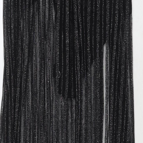 Pink Boutique Womens Black Striped Polyester Maxi Size 10 V-Neck Zip