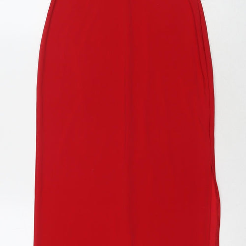 New Look Womens Red Polyester A-Line Size 6 Square Neck Pullover