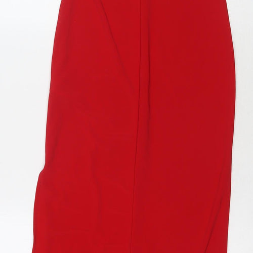 New Look Womens Red Polyester A-Line Size 6 Square Neck Pullover