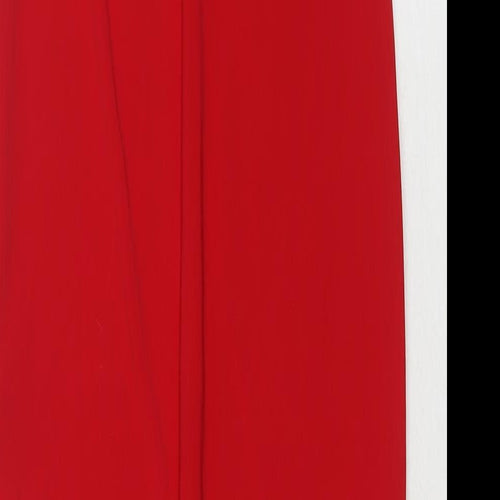 New Look Womens Red Polyester A-Line Size 6 Square Neck Pullover