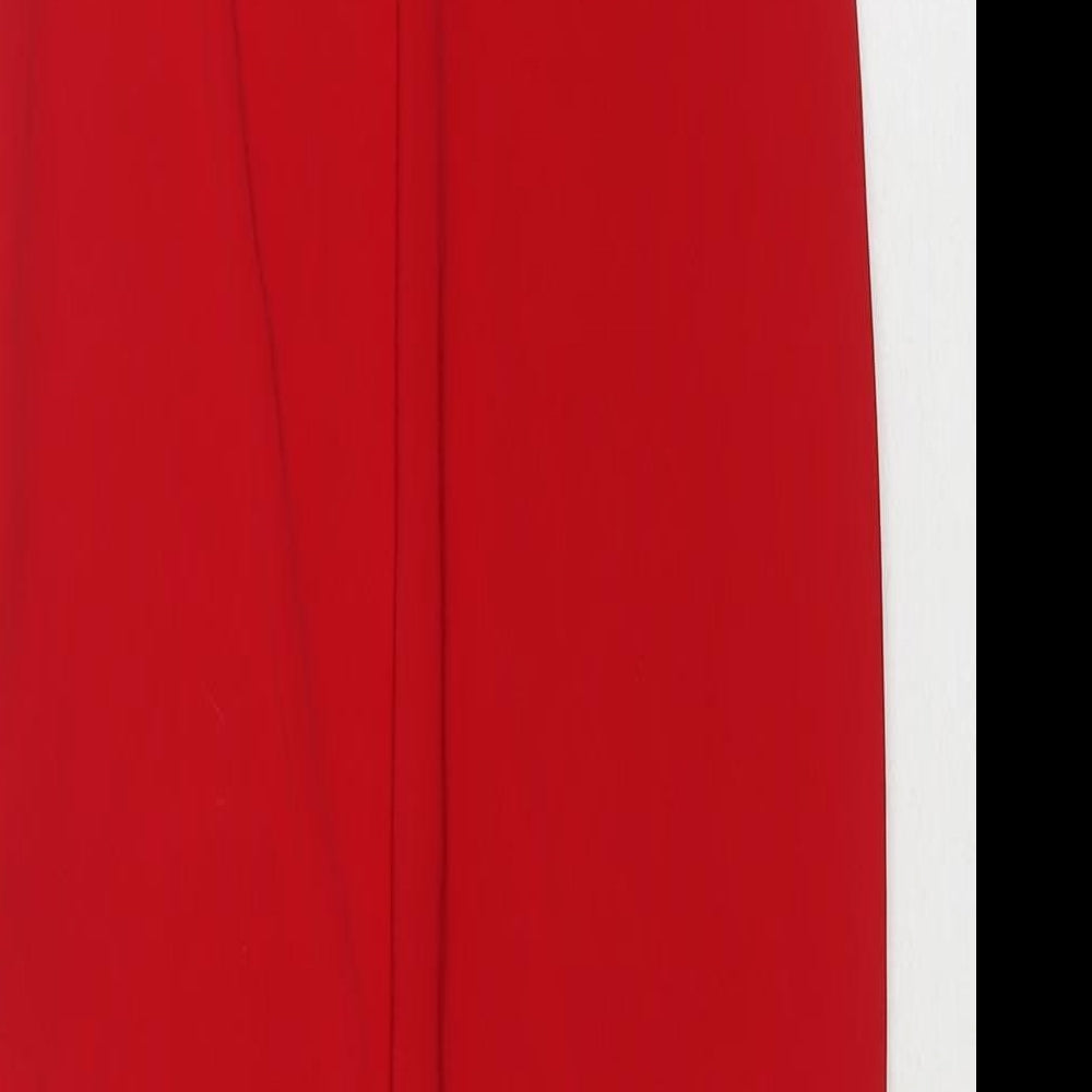 New Look Womens Red Polyester A-Line Size 6 Square Neck Pullover