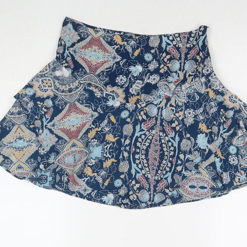 NEXT Womens Blue Floral Polyester Pleated Skirt Size 8 Zip