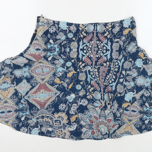 NEXT Womens Blue Floral Polyester Pleated Skirt Size 8 Zip