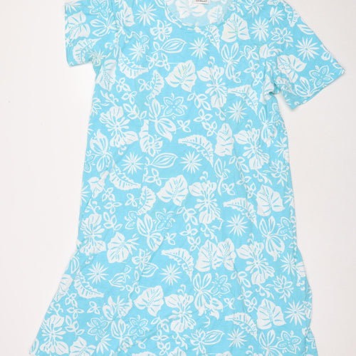 Damart Womens Blue Floral Polyester T-Shirt Dress Size 22 Round Neck Pullover