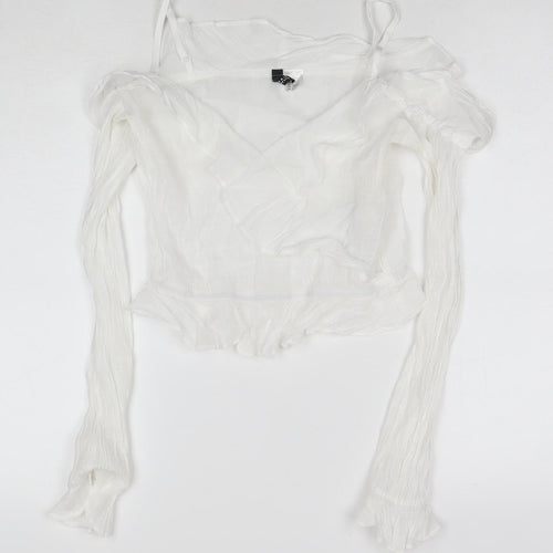 H&M Womens White Viscose Basic Blouse Size 4 Off the Shoulder