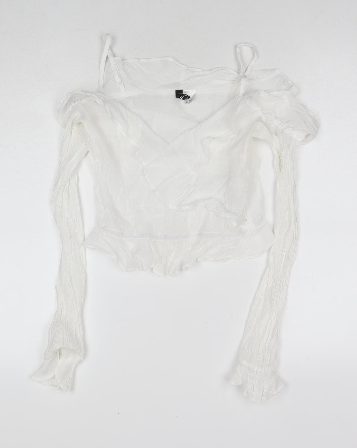 H&M Womens White Viscose Basic Blouse Size 4 Off the Shoulder