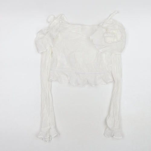 H&M Womens White Viscose Basic Blouse Size 4 Off the Shoulder