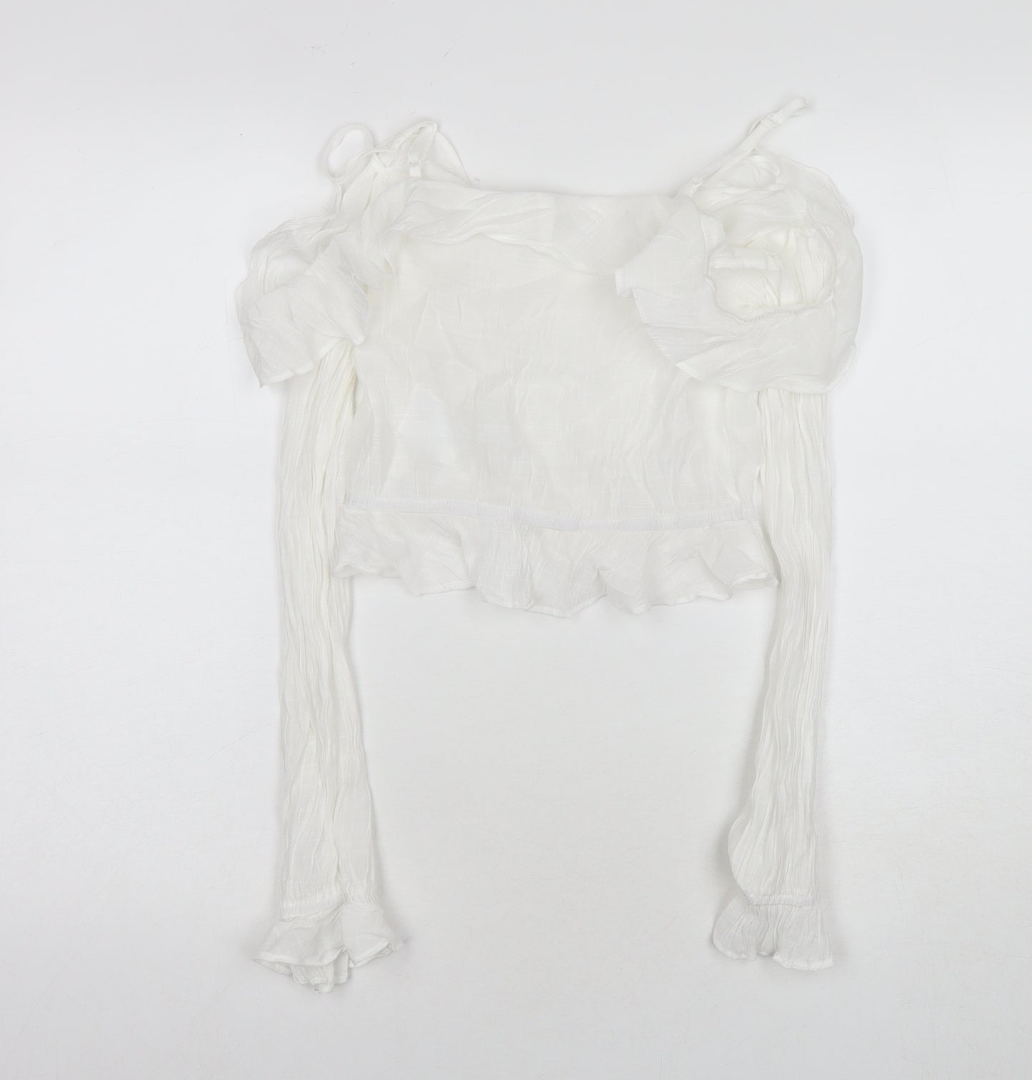 H&M Womens White Viscose Basic Blouse Size 4 Off the Shoulder