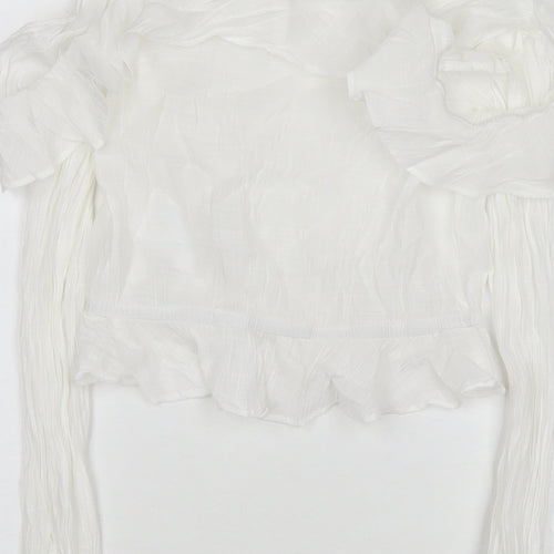 H&M Womens White Viscose Basic Blouse Size 4 Off the Shoulder