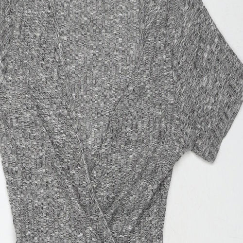 PRETTYLITTLETHING Womens Grey Polyester Wrap Dress Size 6 V-Neck Pullover