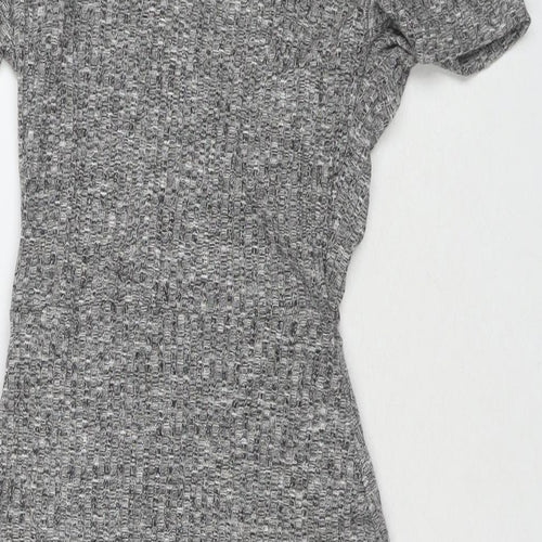 PRETTYLITTLETHING Womens Grey Polyester Wrap Dress Size 6 V-Neck Pullover